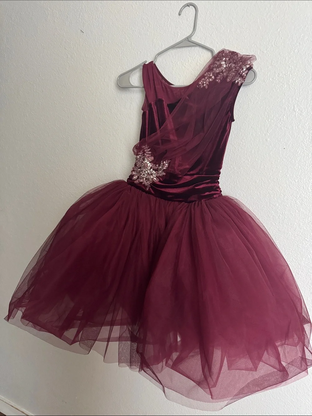 Weissman Burgundy Leo Tulle Dance Costume size children’s XL